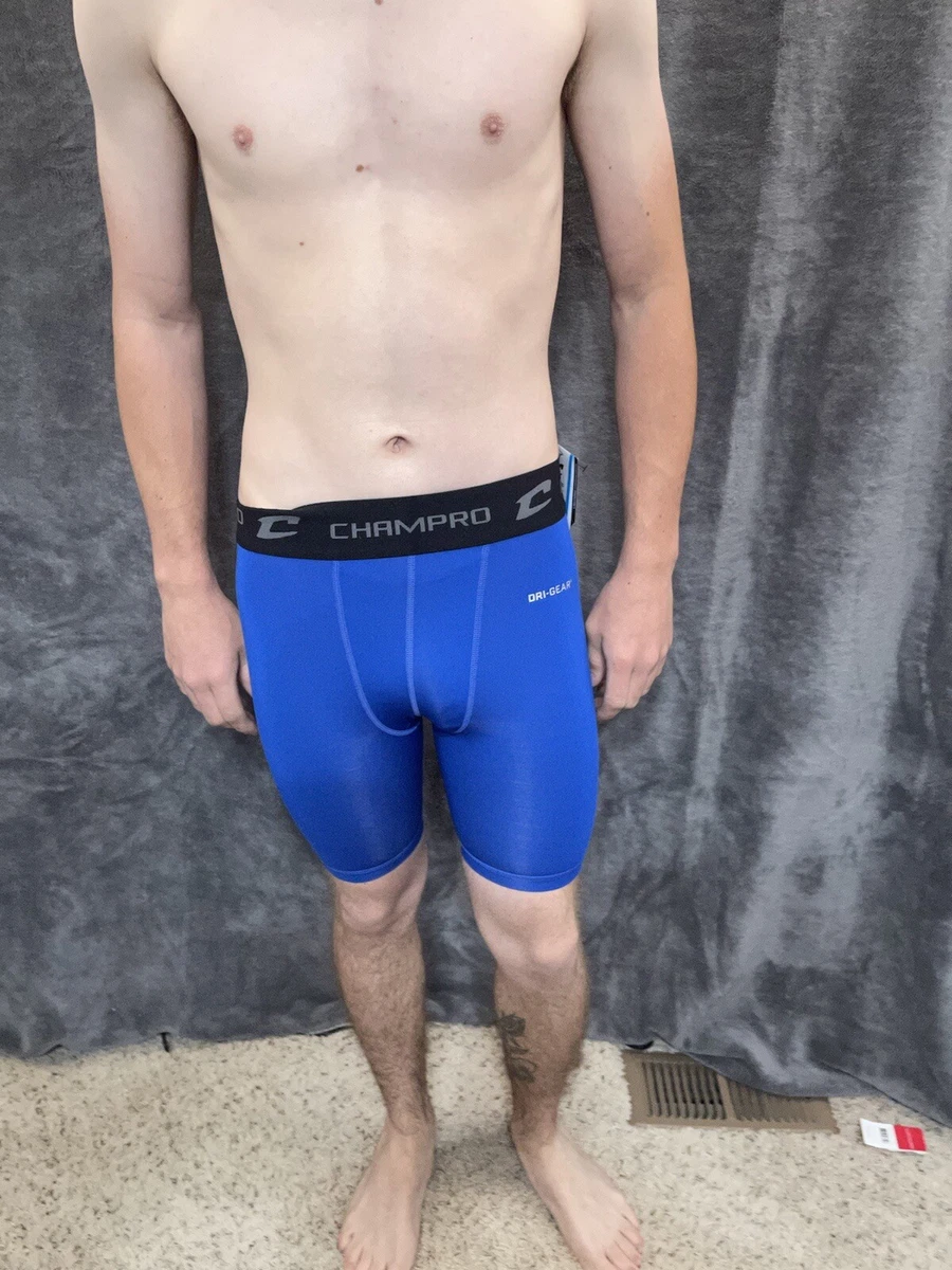 youth boys Royal blue champro performance compression shorts youth large