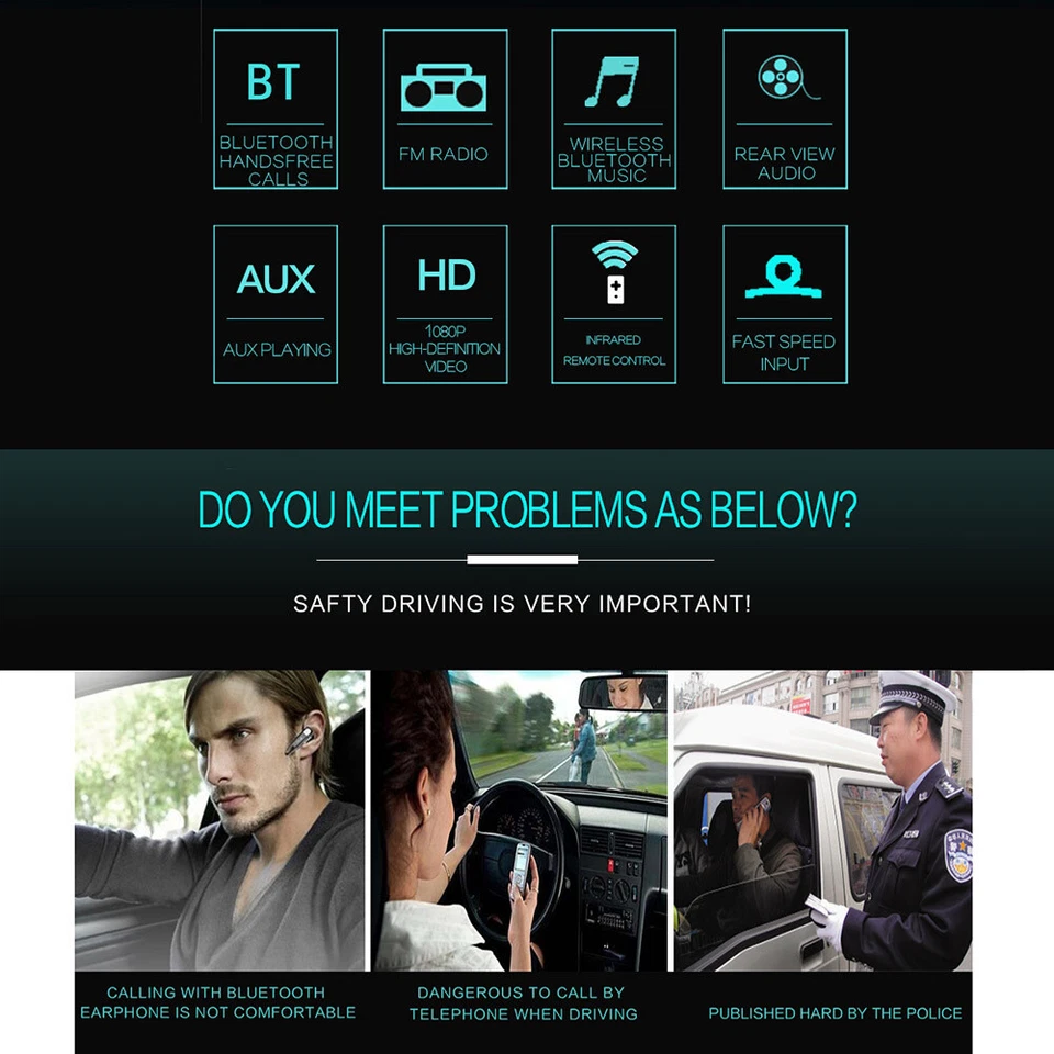 Single 1 DIN 7 Autoradio Flip up Touchscreen BLUETOOTH USB SD FM MP4/MP5 Player - Bild 2 von 4