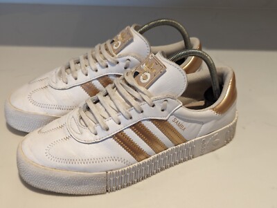 Adidas Samba Damen-Turnschuhe Größe 6 weiß und rose selten goldfarben