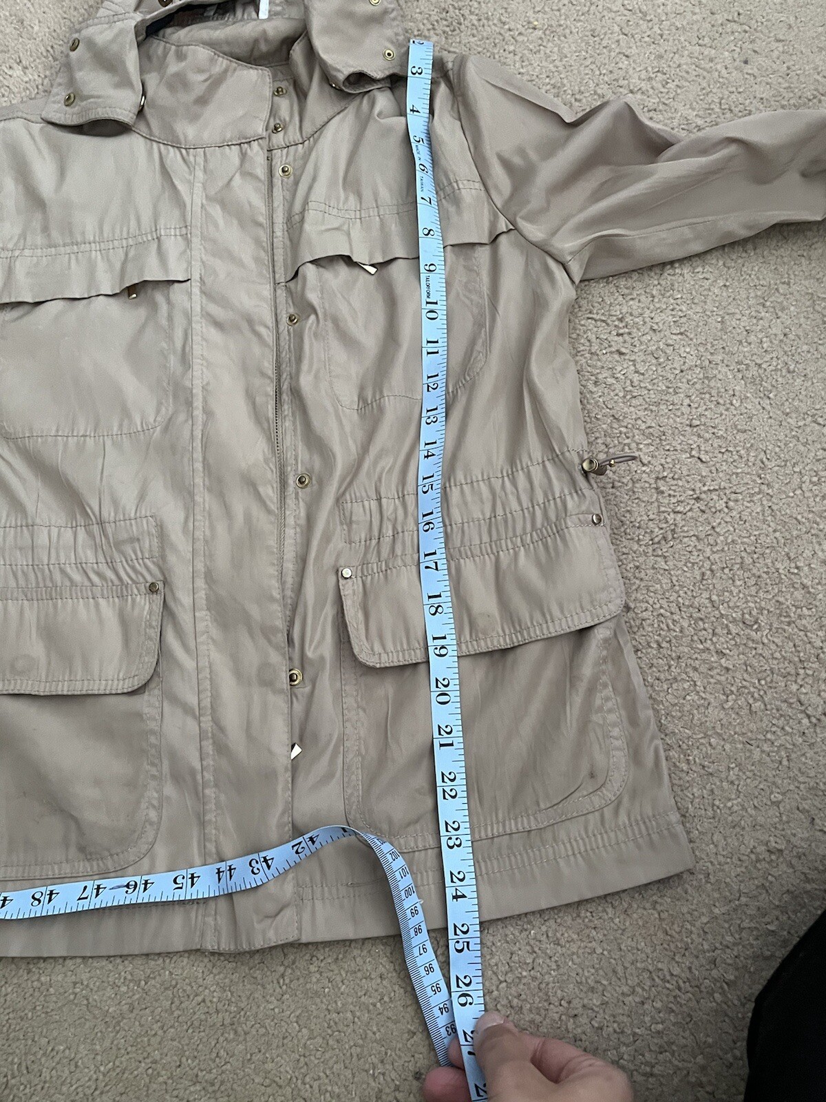 Zara basic Womens Thin Windbreaker Mac. Beige. XS… - image 11