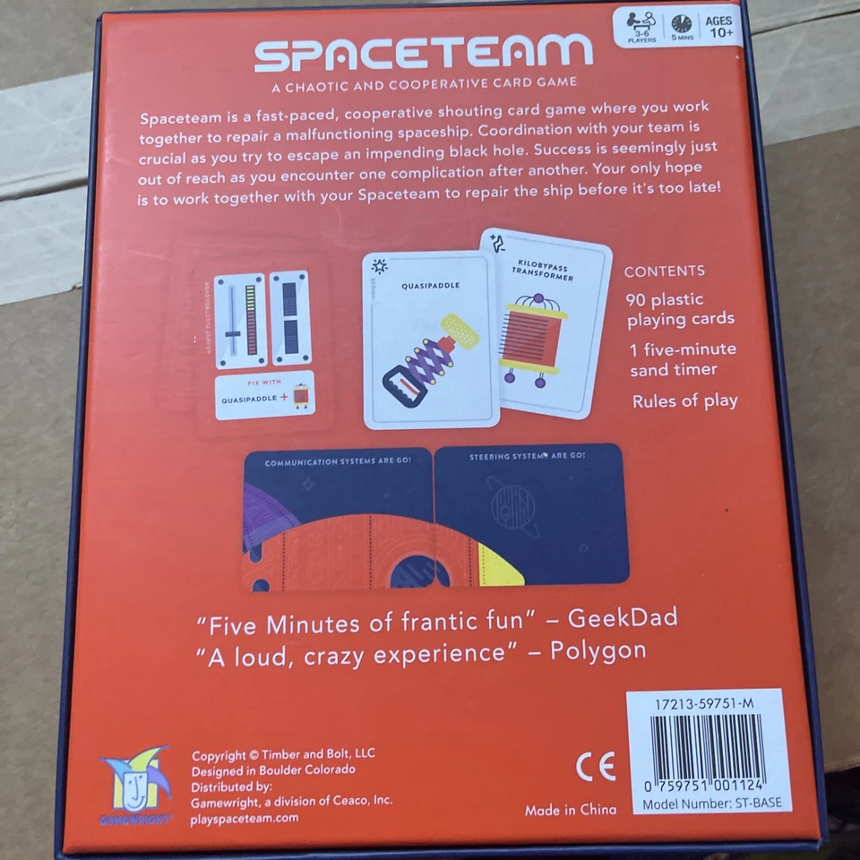 Карточная игра Spaceteam Chaotic & Cooperative Gamewright очень хорошее состояние - Изображение 2 из 4