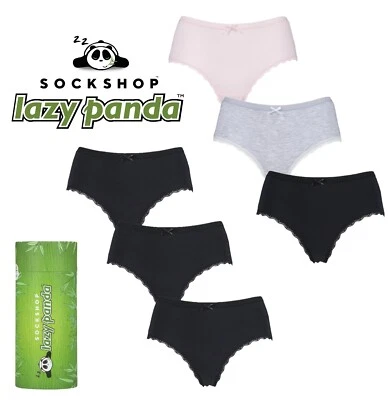 Womens Bamboo Shorties Knickers Lowrise Soft, Multipack of 3 SOCKSHOP Lazy Panda