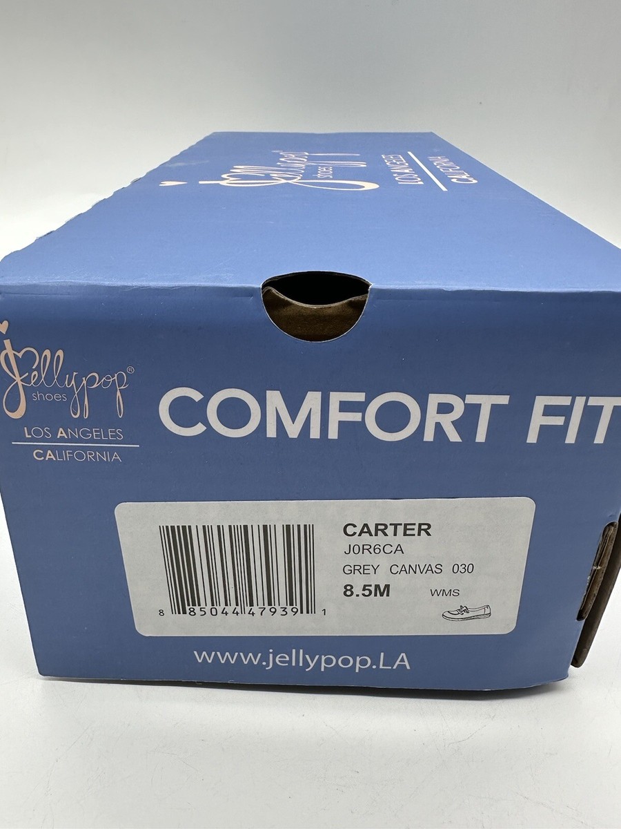 【yk】 Jellypop Women's Comfort Carter Gray/Blue Canvas Slip On Loafer Sz