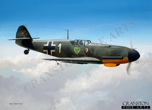 JG 54 Me109 aviation art Post card German fighter Ace Heinz Lange