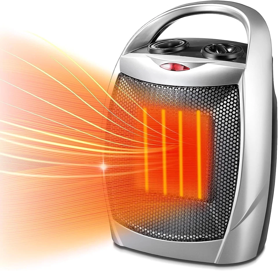 COWSAR Small Electric Space Heater Ceramic, with Thermostat and Overheat Protection