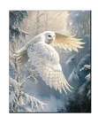 White Owl in Snowy Forest Oil Painting Printed On Canvas,Bird Lovers Wall Decor