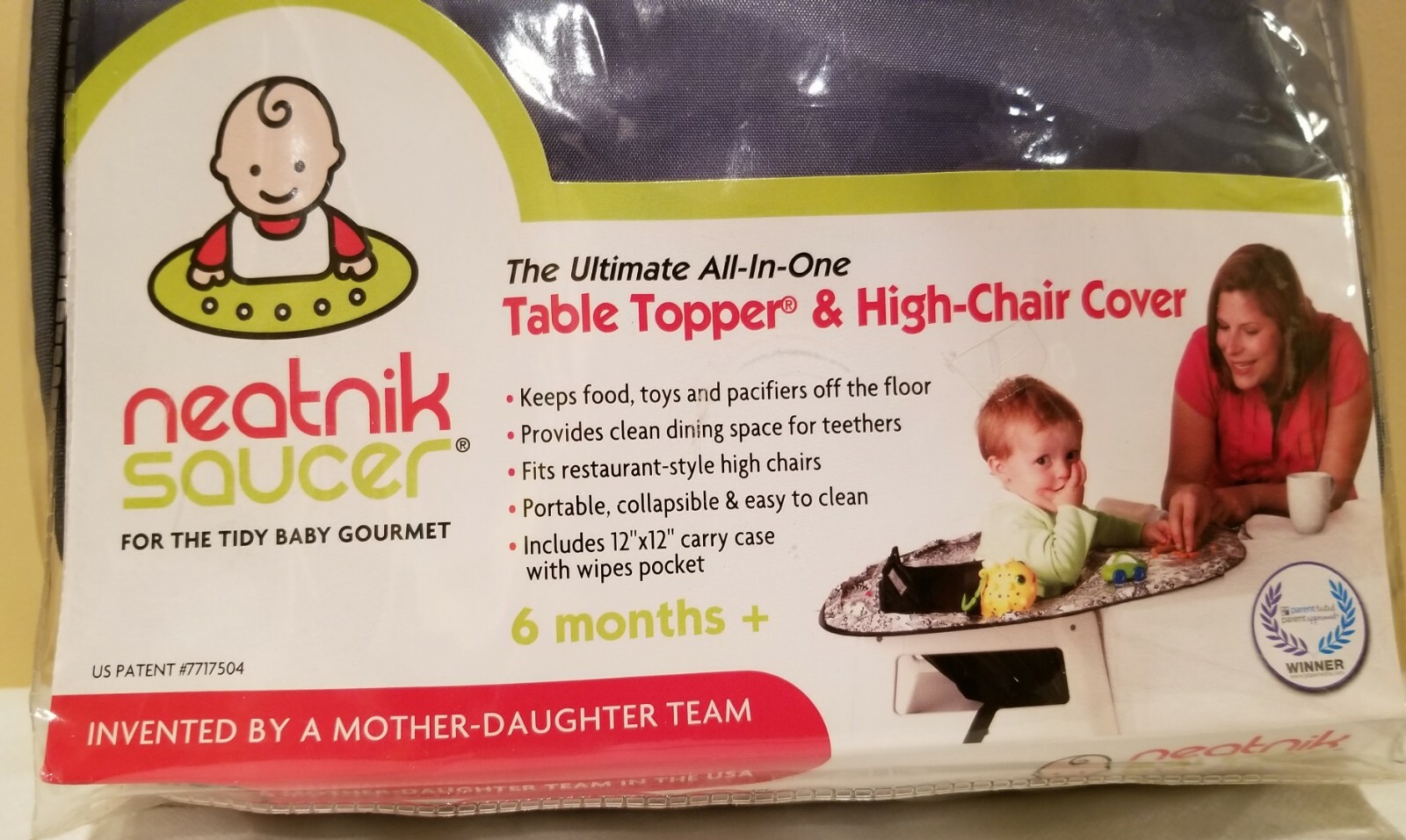 NEATNIK Saucer -Table Topper & High Chair Cover -6+ months -Grey Dots -Brand New