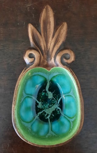 Bandeja de aperitivos y platos de nueces vintage Treasure Craft Hawaii retro verde hoja dividida - Imagen 7 de 12