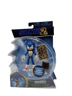 Sonic The Hedgehog 2 Movie: SONIC 4'' Articulated Figure w/Map & Ring Pouch