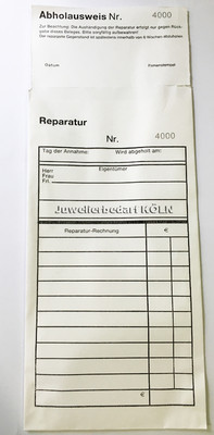 100 Reparaturbeutel / Reparaturtüten aus 80g Papier mit Perforation + Nummer