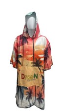 DropN Sunset Palms Microfiber Hooded Surf Poncho Changing Towel Sports Beach