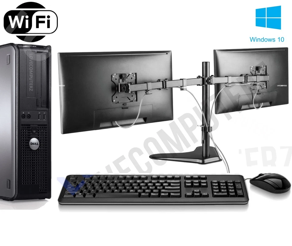 FAST DELL QUAD CORE PC COMPUTER DESKTOP TOWER WINDOWS 10 WIFI DUAL SCREEN PC - Image 3 of 4