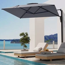 9/10FT Wall Mounted Patio Umbrella, Rectangle Outdoor Patio Umbrella with Canopy