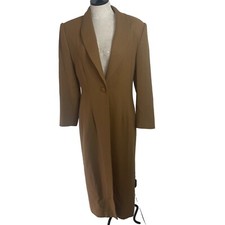 Roma Delana Duster Dress Coat Womens Size 12 Vintage Brown Pure Wool Usa