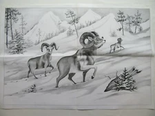 EXTRA LARGE 24x36 Big Horns Snow Liquid Embroidery Picture to Paint TRICHEM 8182