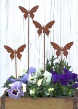 4er SET Gartendeko Rost Metall Rostoptik Figuren Gartenstecker Schmetterlinge