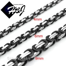18-40"MEN Black Plated Stainless Steel 4/6/9mm Box Link Chain Necklace Bracelet