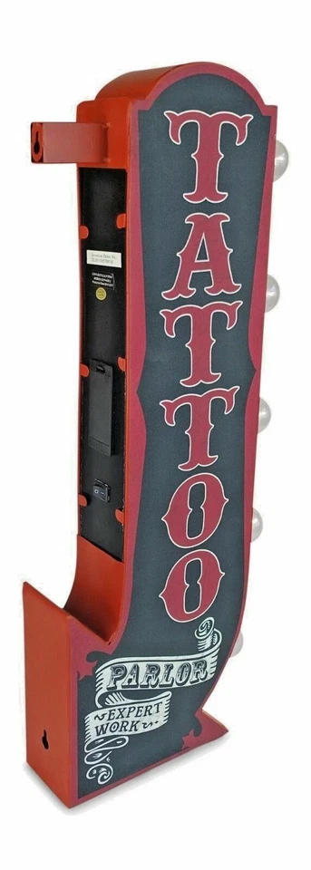 TATTOO Parlor Arrow Double Sided Metal Sign W/ LED Lights Man Cave Beer Bar Shop - Image 4 of 4