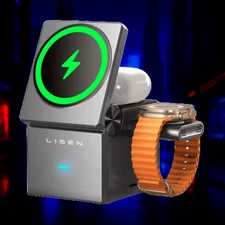 Magnetic Charging Station, 3 In 1 Wireless Charging Device, Compact & Portable