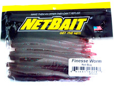 GET-2-PACKS NETBAIT FINESSE WORMS 4-3/4" IN THE COLOR RED BUG 20-WORMS PER PACK