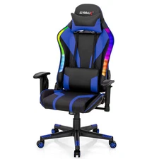 Gymax Gaming Chair Adjustable Swivel Computer Chair w/ Dynamic LED Lights