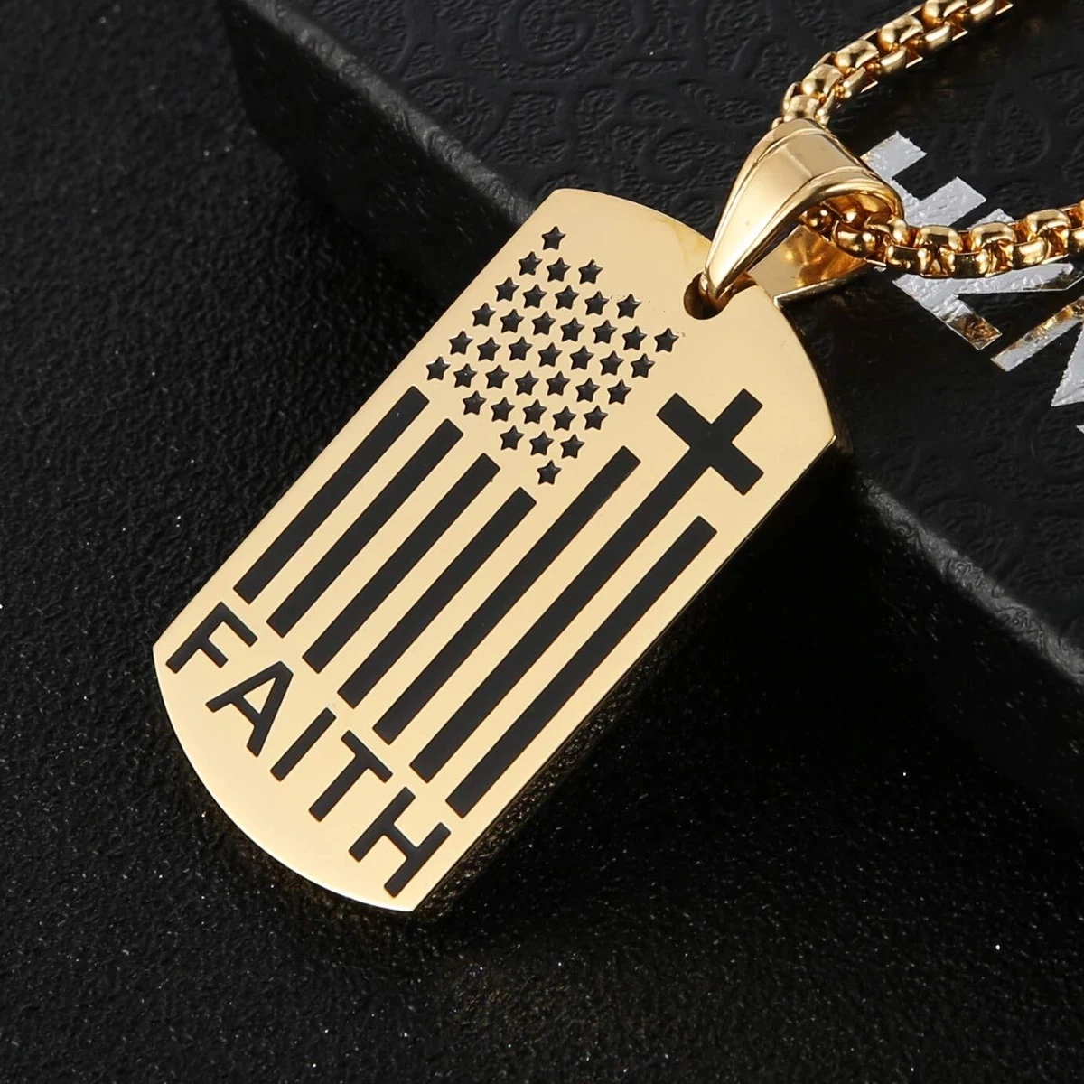 M Men Style Dog Tag Necklace for Men Bible Verse Cross Pendant Stainless  Steel Ball Chain