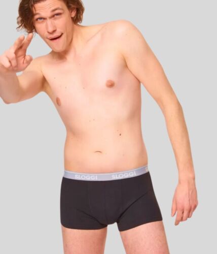 Sloggi Uomo GO - Confezione da 3 Boxer Hipster a Vita Bassa Nero Grigio Blu Bianco Intimo - Foto 3 di 12