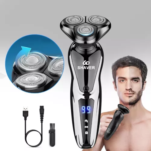 Elektrorasierer Bartrasur Wiederaufladbar USB Herren Nass/Trocken Trimmer Rotationsrasierer - Bild 5 von 31