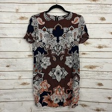 Express Blue Paisley Baroque Short Sleeve Shirt Dress Size XS