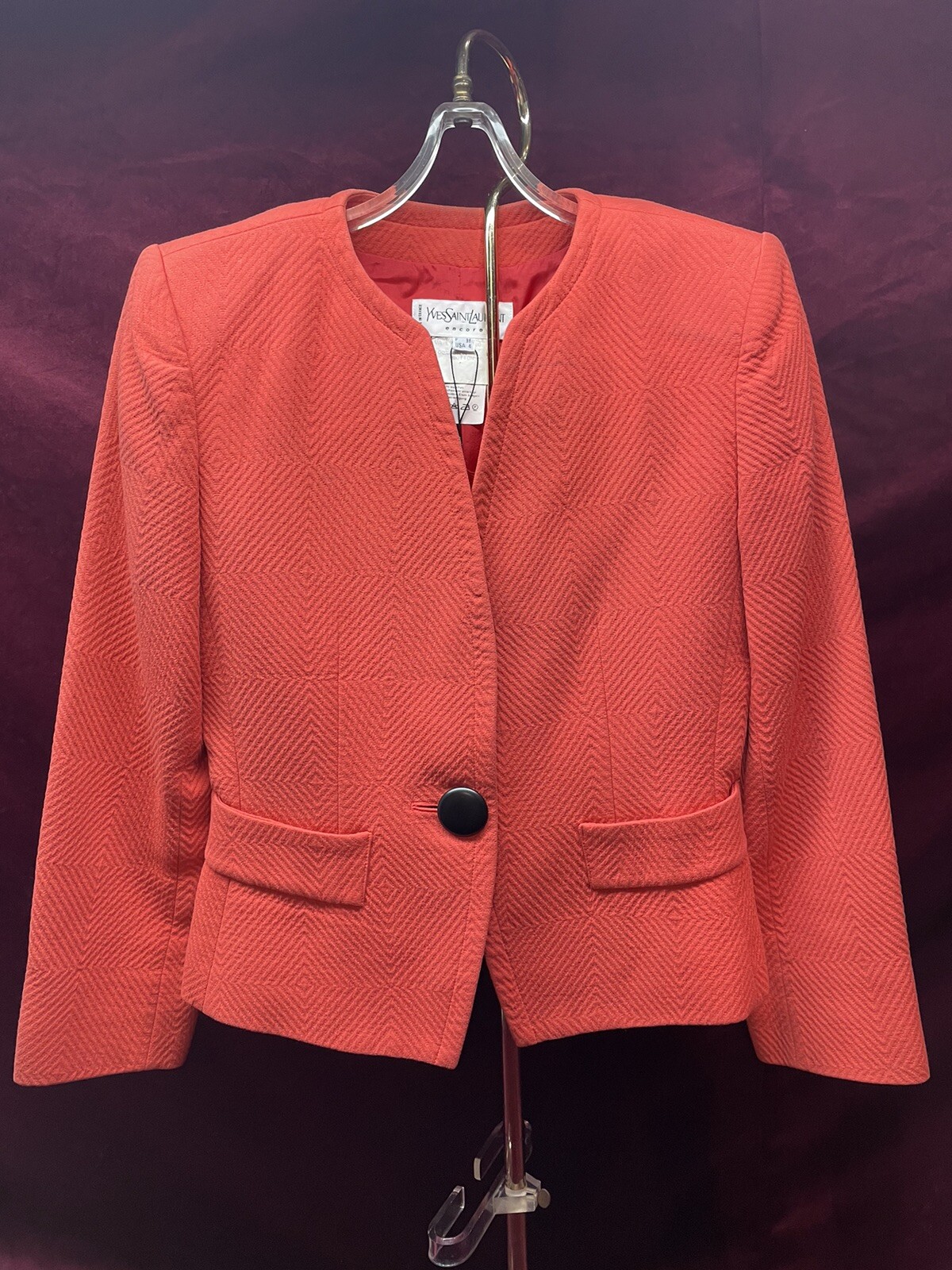 Giacca corta vintage anni 80 donna Yves Saint Laurent rosso lite francese 4 YSL anni 90