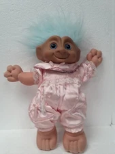 Vintage 1992 Ace Novelty Treasure Troll Doll Blue Gemstone