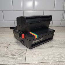 Polaroid One Step 600 Land Camera with Strap Untested VINTAGE RAINBOW Stripes