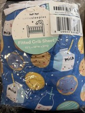 Little Sleepies Bamboo Milk and Cookies Crib Sheet Blue