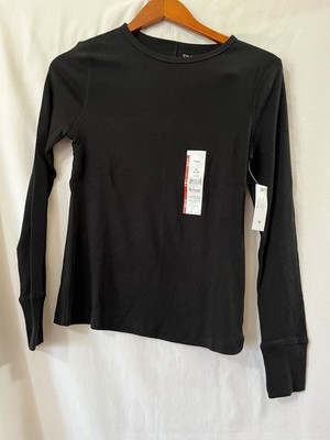 Time and Tru Women's Rib Tee Shirt  Long Sleeves  U pick Size Black Fitted New
