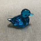 Fenton Glass Duck Paperweight Glass Art Figurine Vintage Blue Duckling