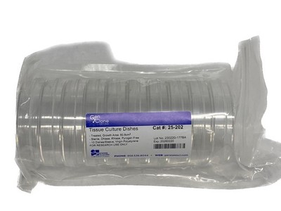 (150) GENESEE GenClone 100x20mm 60.8cm2 PS TC-Treated Petri Dishes 10/Pk 25-202