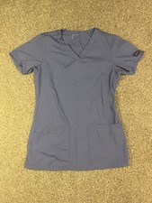Cherokee Scrub Top Womens XS Blue V Neck Stretch Medical Uniform Pocket