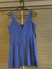Express Blue Sleeveless V-Neck Short Sundress, Pullover, Size M
