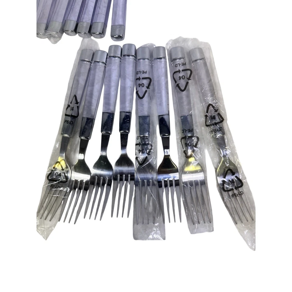 Столовые приборы из нержавеющей стали с прозрачной ручкой Lucite 5 шт установка - 40 шт обслуживание для 8 - Изображение 2 из 4