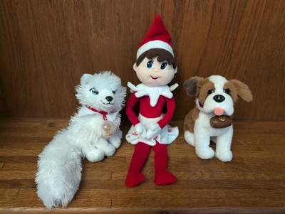 Elf On The Shelf Plush Lot of 3 Saint Bernard Dog, Artic Fox & Girl Elf 