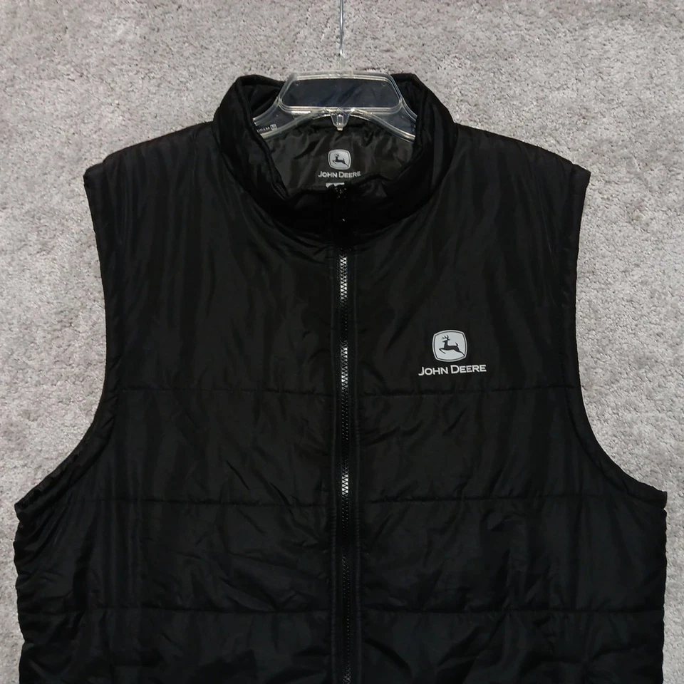 Chaleco acolchado John Deere para hombre grande negro ligero bolsillos al aire libre Foto 3 de 4