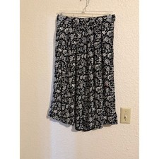 Talbots Vintage Black White Floral Paisley Rayon Midi Skirt Size 12 High Waist