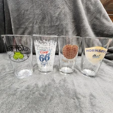16 oz Pint Glasses Perfect Cond Fat Toad Hornsbys Brutul Coop 66 Lot Of 4