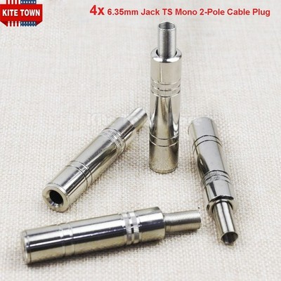4Pce 1/4'' Female Jack mono TS solder Audio Video 8mm Cable 6.35mm Connector