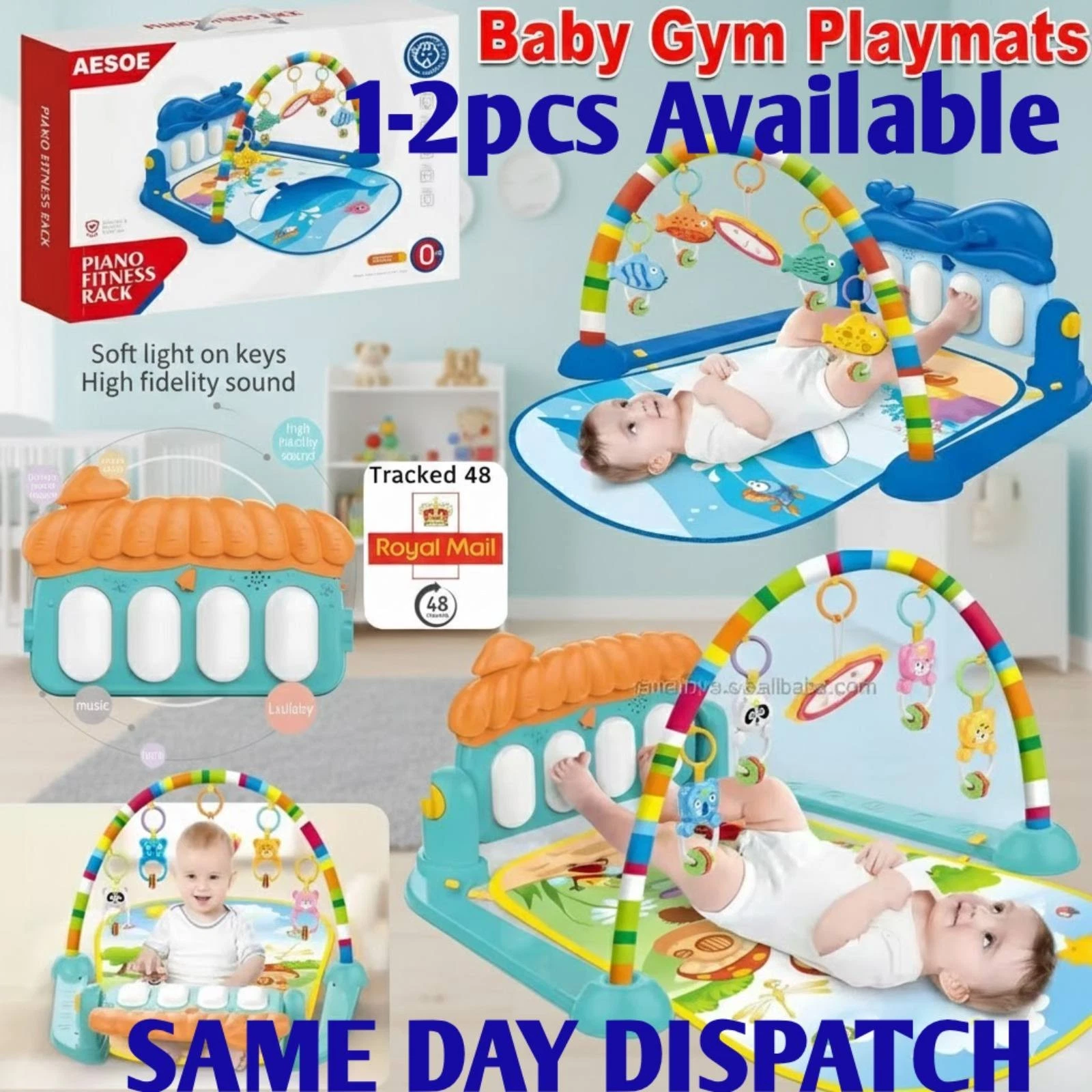 1-2P GYM PLAY MAT BABY NEWBORN KID 3 In 1 FITNES MUSICAL FUN PIANO BOY GIRL GIFT