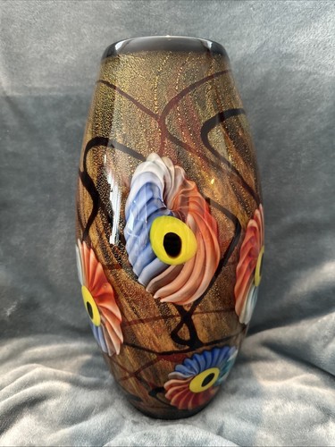 SELTENE - RIESIGE - MURANO MUNDGEBLASENE GROSSE MILLEFIORE ABSTRAKTE GLAS VASE - MAKELLOS! - Bild 2 von 11