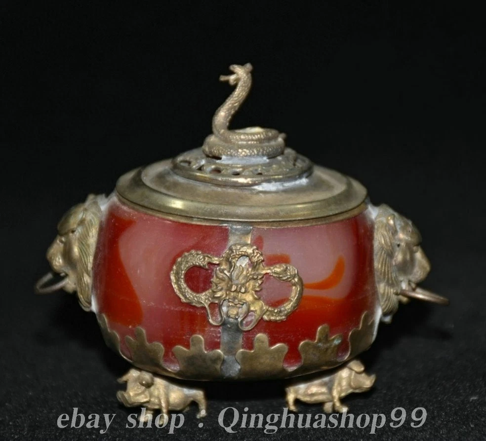 红玛瑙主要中国古董香炉| eBay