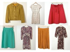 Lot of 7 VINTAGE 60s 70s Retro Clothing Mixed Sizes XS-L Mod Dresses Skirts