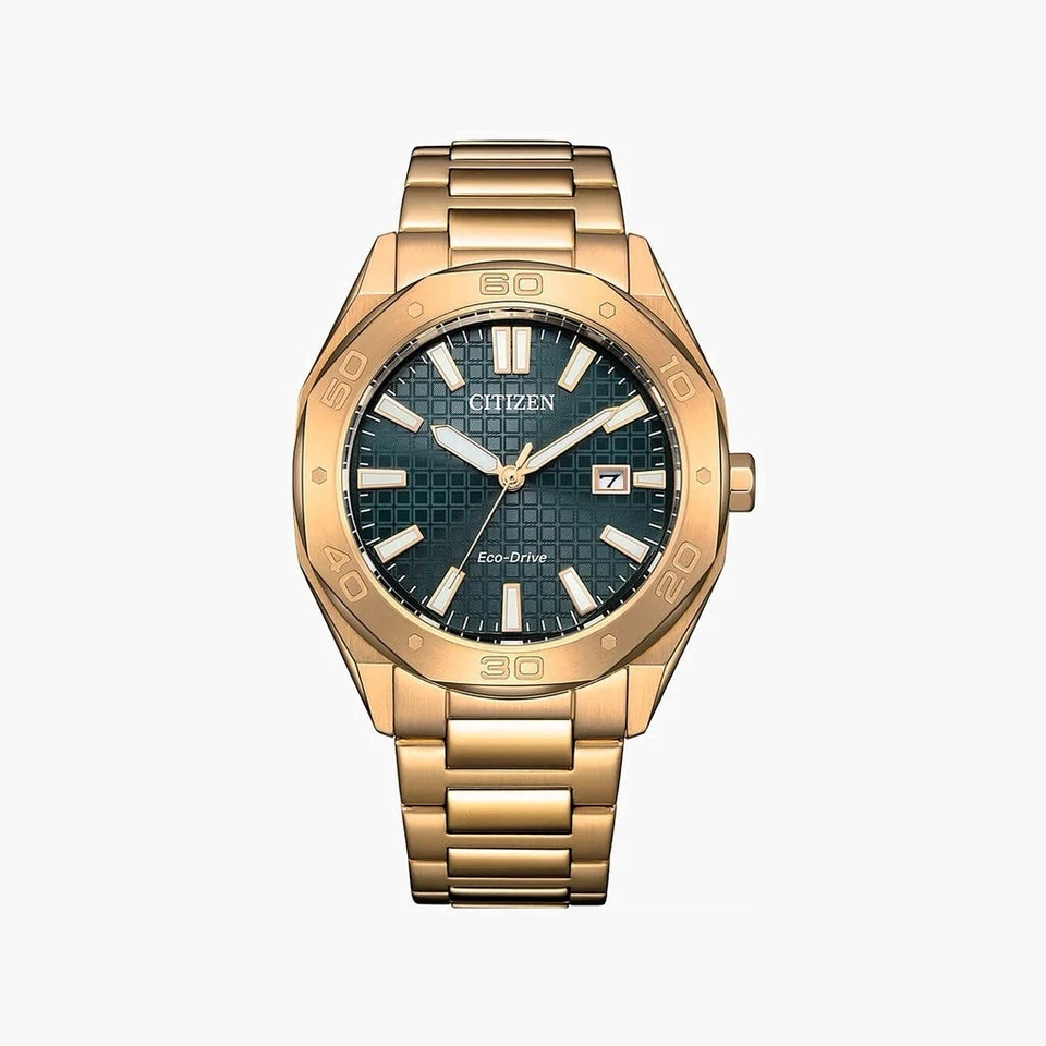 Luxury Men’s Citizen Eco-Drive Gold Watch Green Dial (BM7633-81X) - Image 3 of 4