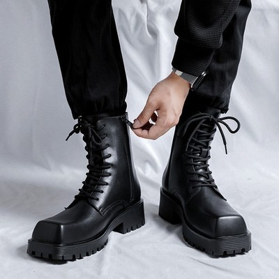 Men's Platform Lace Up zip Ankle Boots Gothic Motorycycle boots